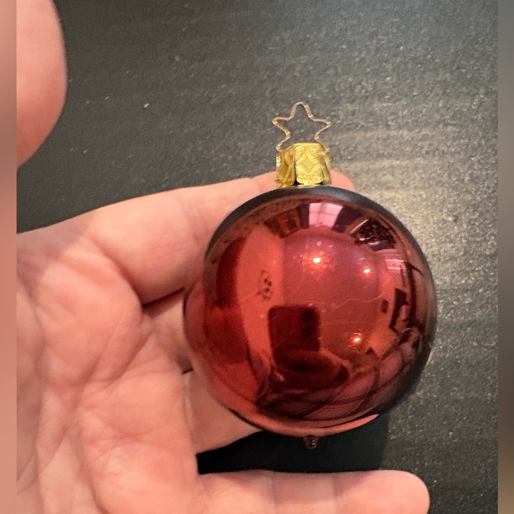 Festive, Reflector Ball Holiday Ornament with Red and Green Accents - Picture 3 of 5